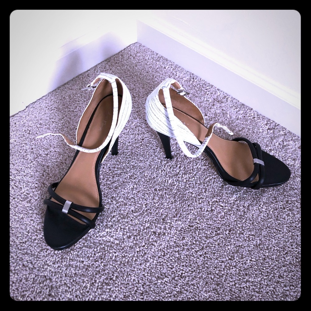 Calvin Klein two tone strappy heels